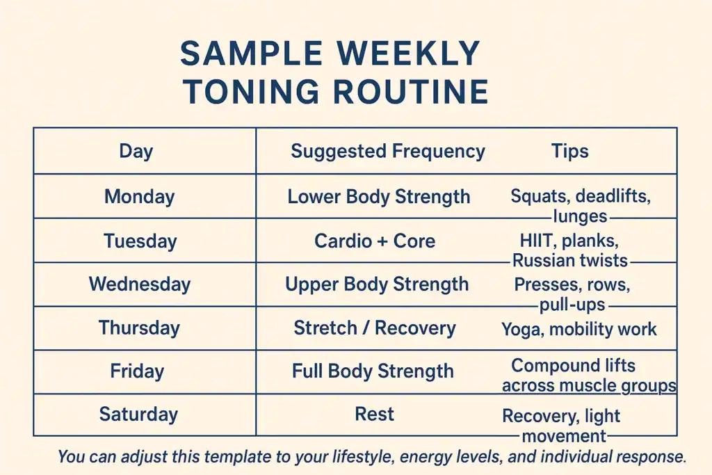 Achieving the Perfect Tone: How Often Should You Exercise for Results? 4 Weekly exercise West Tilbury plan graphic
