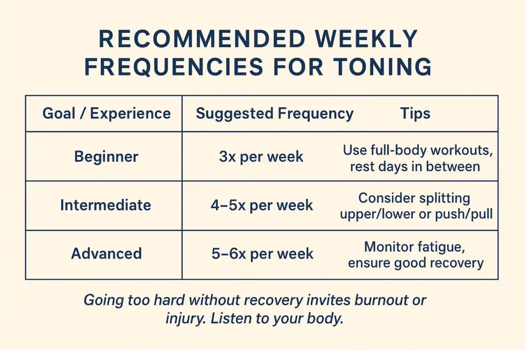 Achieving the Perfect Tone: How Often Should You Exercise for Results? 2 Graphic to show how often you should do exercise to help with toning West Tilbury