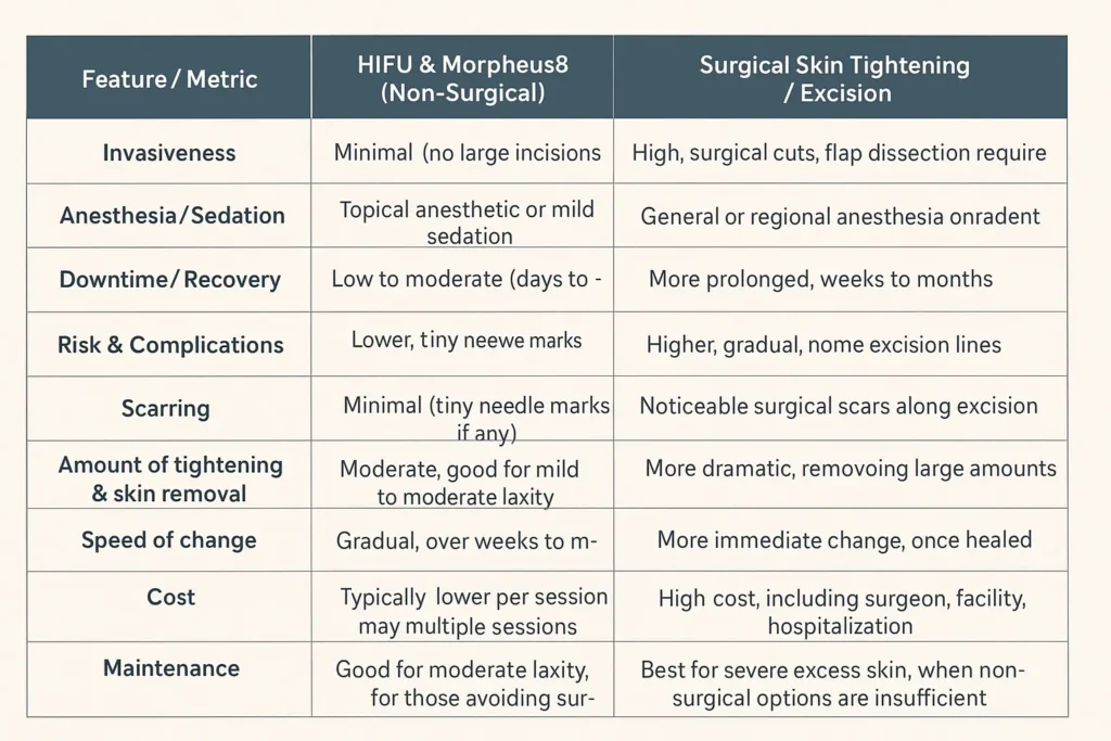 The Science of Skin Tightening 2 Table of skin tightening West Tilbury benefits compared to surgical options
